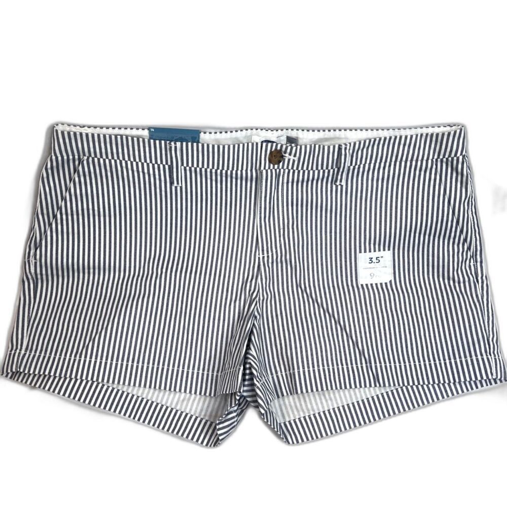 Old Navy NWT Blue & White Striped‎ 100% Cotton Casual Shorts Size 14 3.5" Inseam